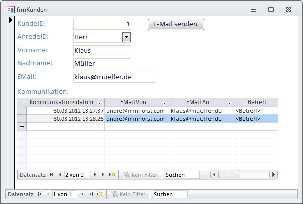 Outlook Mails Senden Und Speichern Access Im Unternehmen