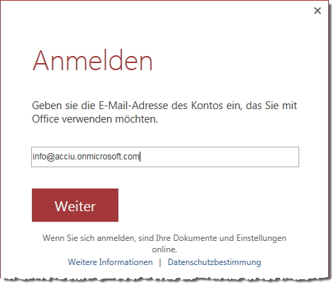 Anmelden bei Office 365