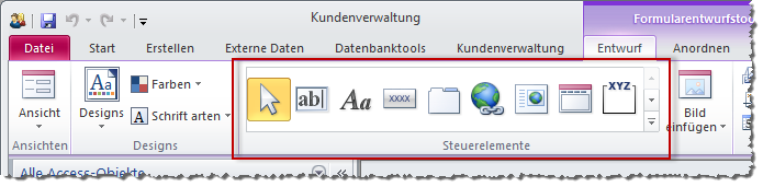 Ungünstige Darstellung der Steuerelemente im Formularentwurf