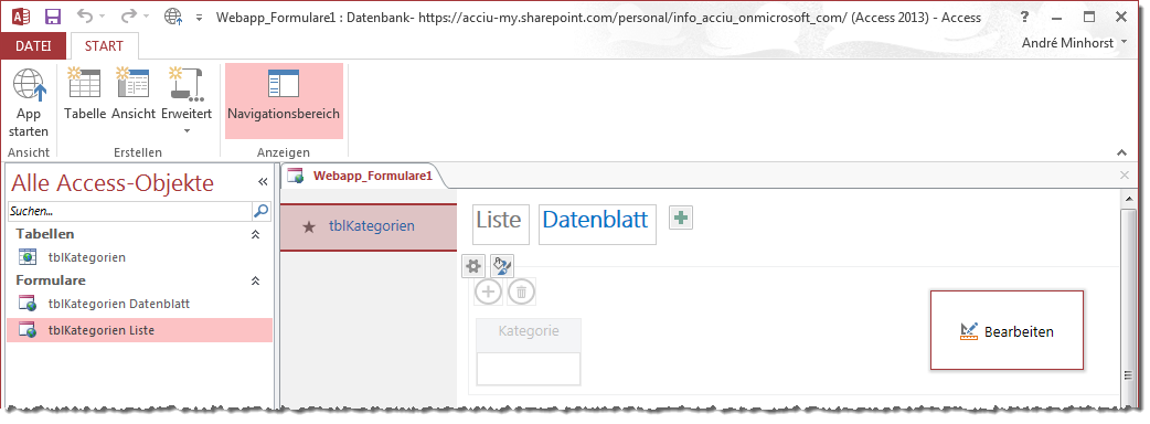 Automatisch erstellte Objekte zur neuen Tabelle