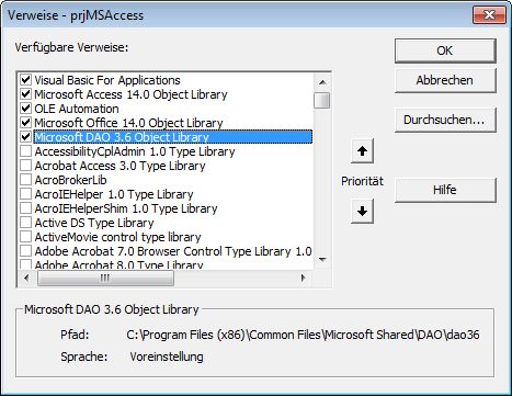 Das Verweise-Fenster