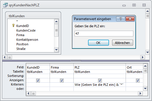 Abfrageparameter als Teil des Vergleichswertes