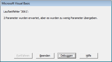 Fehlermeldung beim Versuch, eine Abfrage mit Parametern per OpenRecordset zu öffnen
