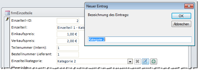 Anbieten des vorhandenen Werts als Vorgabe