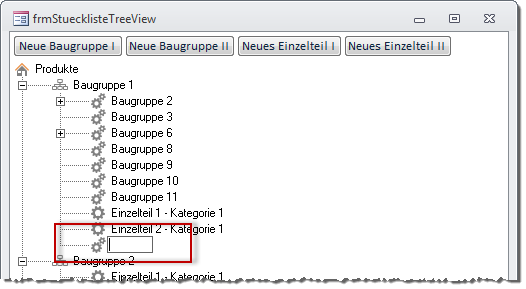 Direktes Anlegen eines neuen Elements