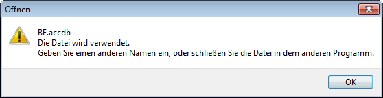 Nur noch nicht geöffnete Datenbanken können exklusiv geöffnet werden.