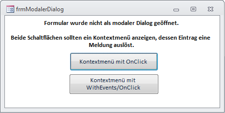 Formular mit zwei Schaltflächen zum Anzeigen von Kontextmenüs
