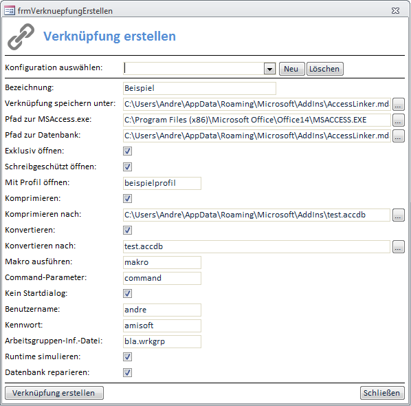 Das Add-In zum Erstellen von Access-Verknüpfungen