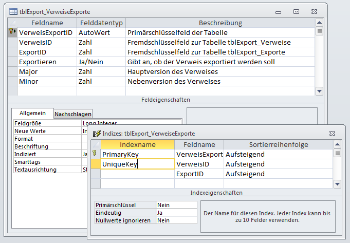 Die Tabelle tblExport_VerweiseExporte