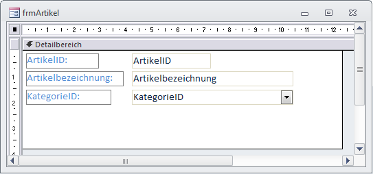 Einfaches Formular mit einem Kombinationsfeld zur Eingabe oder Auswahl von Lookup-Werten