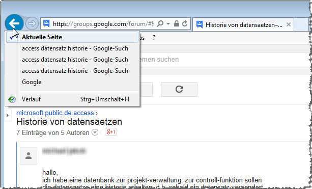 Historie im Internet-Explorer