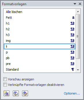 Formatvorlagen-Dialog