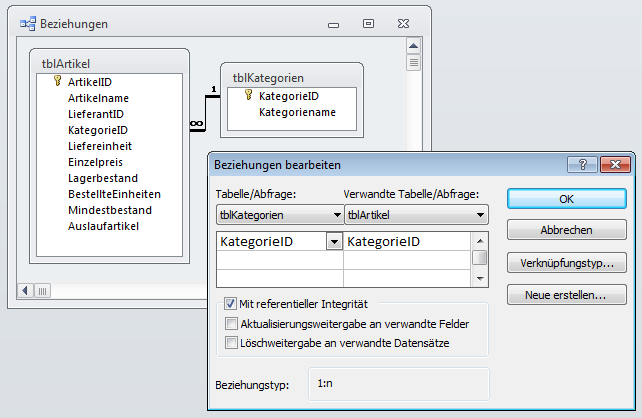 Verknüpfung zwischen Detailtabelle und Lookup-Tabelle