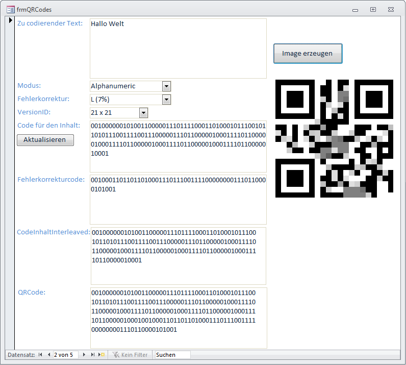 Das Formular frmQRCodes