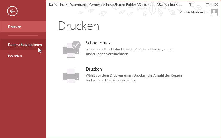 Die Schaltfläche Datei|Datenschutzoptionen öffnet wieder den vollständigen Optionen-Dialog, mit dem man alle änderungen wieder rückgängig machen kann.
