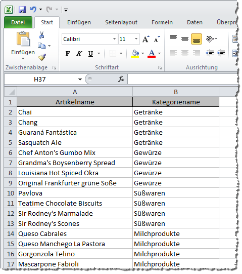 Diese Daten sollen in die Access-Datenbank importiert werden.