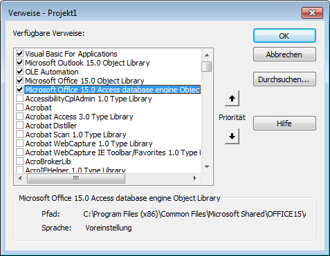 Verweis auf die DAO-Bibliothek hinzufügen