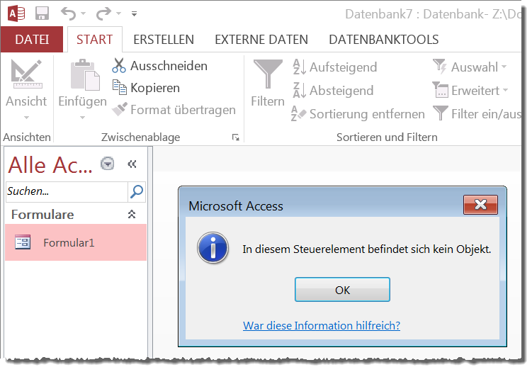 Der Container mit dem TreeView-Steuerelement ist leer.