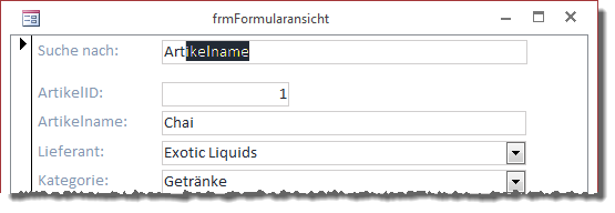 Automatische Ergänzung von Suchfeldern