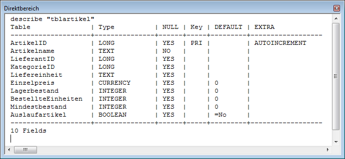 Baugleiche Beschreibung im Direktbereich des VBA-Editors