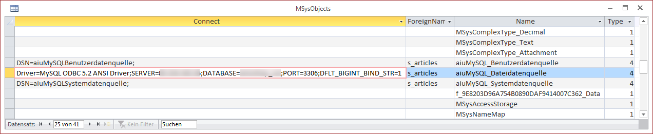 Verknüpfungseigenschaften in der Systemtabelle MSysObjects