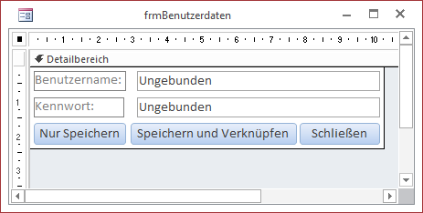 Formular zur Eingabe der Benutzerdaten