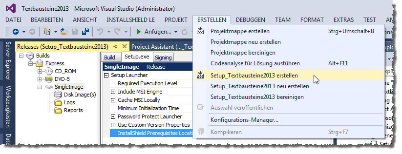 Erstellen des Setup-Projekts