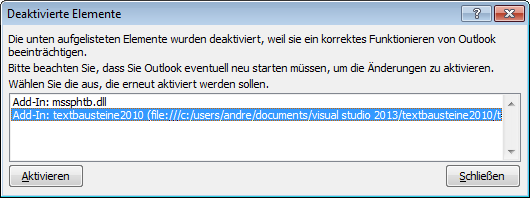 Aktivieren eines deaktivierten Elements