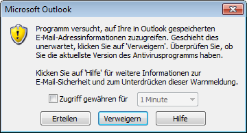 Fehlermeldung beim Zugriff auf E-Mail-Adressen