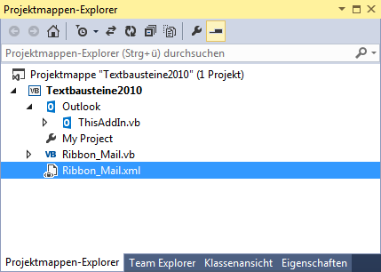 Der Projektmappen-Explorer mit der Ressourcen-Datei