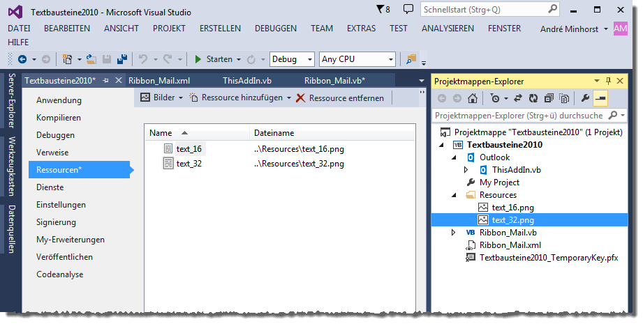 Die Ressourcen des Projekts