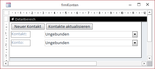 Formular zum Verwalten von Kontakten und Konten