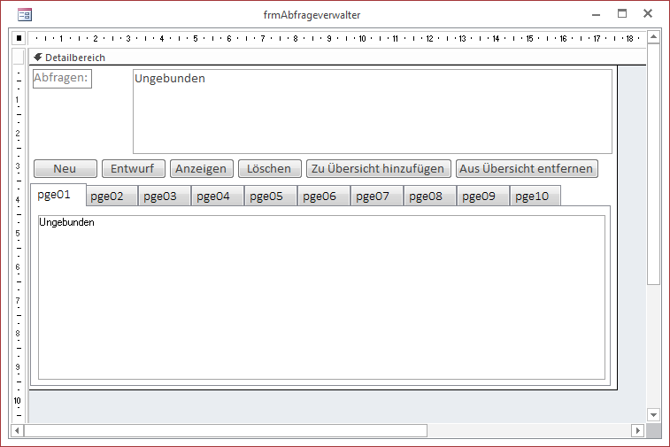 Entwurf des Formulars frmAbfragen