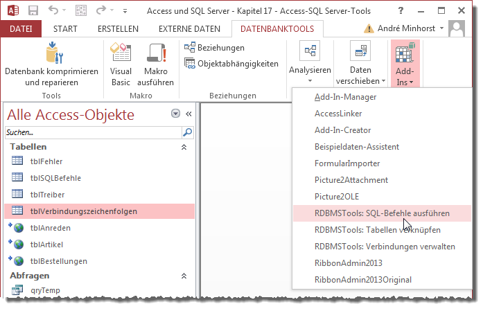 Neuer Eintrag in der Add-In-Liste