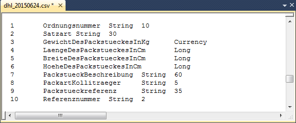 Felder im Textformat