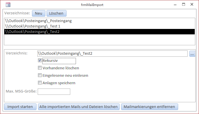 Neue Version des Formulars zum Einlesen der E-Mails