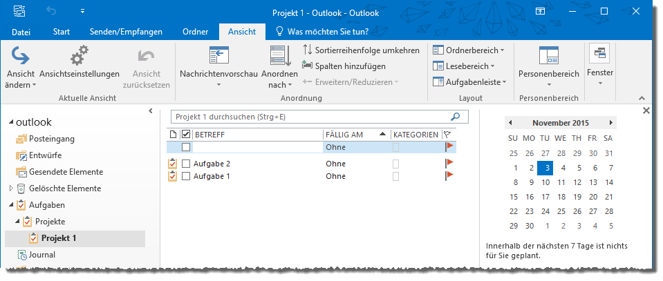 Hinzufügen von Aufgaben zu einem Projekt