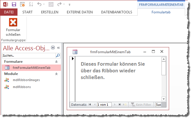 Beispiel für ein kontextabhängiges Ribbon-Tab