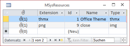 Die Tabelle MSysResources speichert Bilddateien.