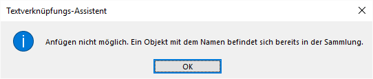 Fehlermeldung beim Versuch, eine Verknüpfung zu erstellen