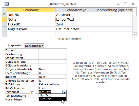 Memofeld mit Rich-Text-Formatierung