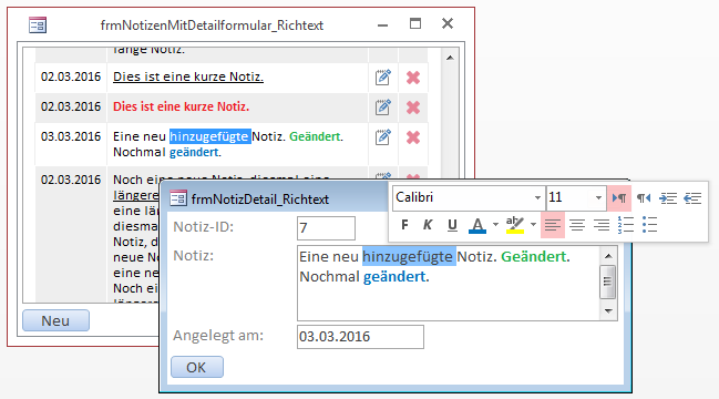 Nun funktioniert auch die Anzeige der Rich-Text-Notiz im Detailformular.