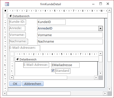 Entwurf des Formulars frmKundeDetail