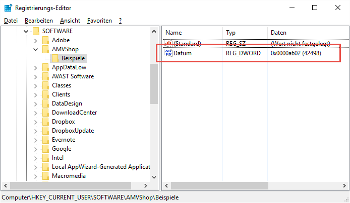 Ein weiterer neuer Eintrag in der Windows-Registry