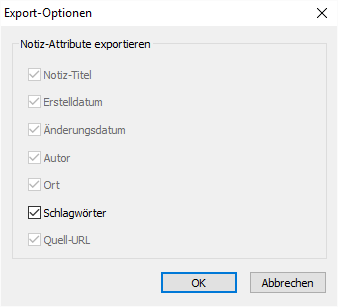 Weitere Export-Optionen