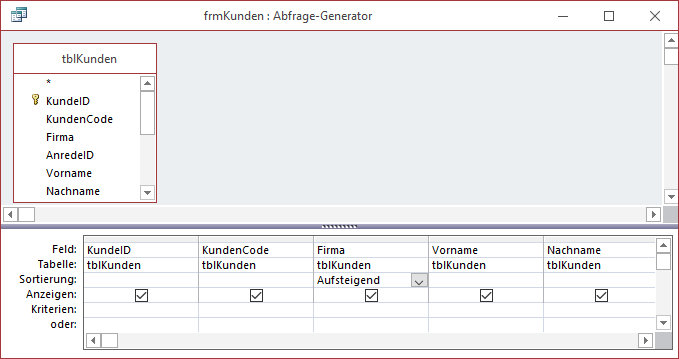 Datensatzherkunft des Listenfeldes lstKunden