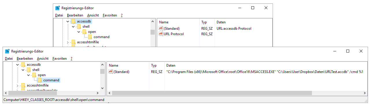 Einstellungen in der Registry