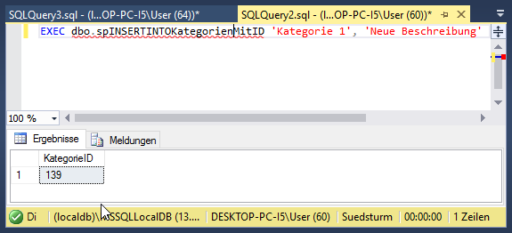 Als Teil der gespeicherten Prozedur arbeitet SCOPE_IDENTITY hingegen wie gewünscht.
