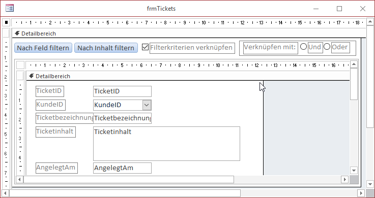 Entwurf des Formulars frmTickets