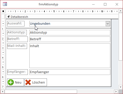 Entwurf des Formular frmAktionstyp